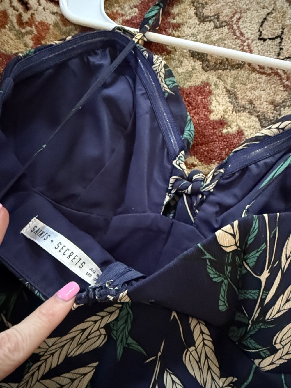 Hello Molly Navy Leaf Print Ruffle Sundress - Picture 4 of 4